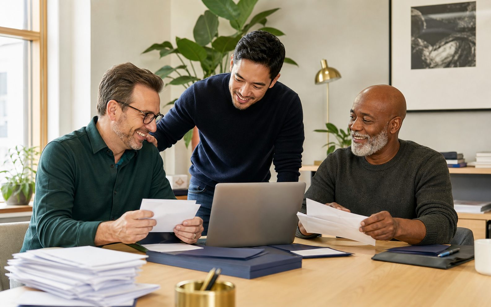 A nonprofit team reviewing gifts after a community fundraising event